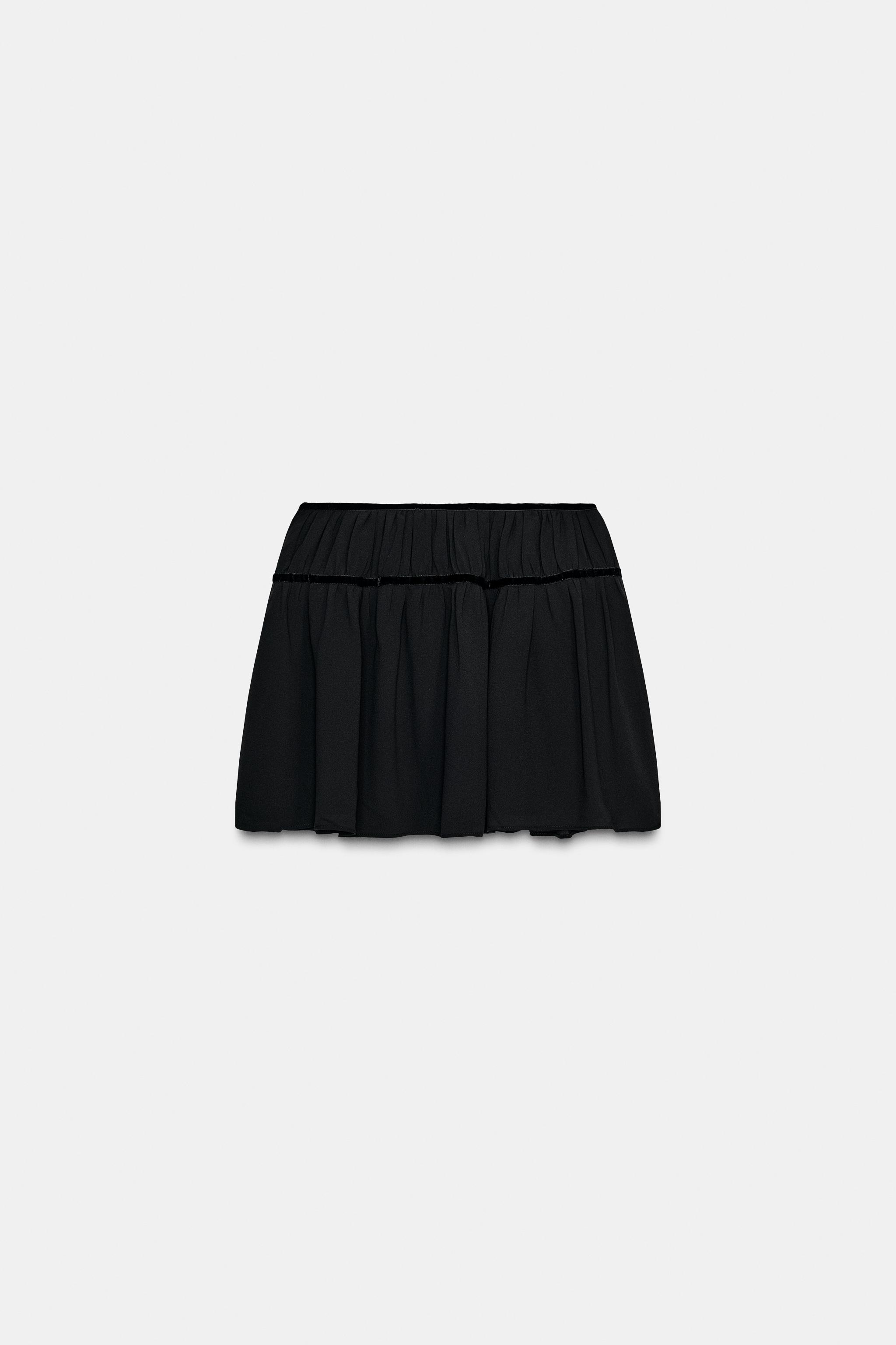 VELVET BOW GEORGETTE MINI SKIRT